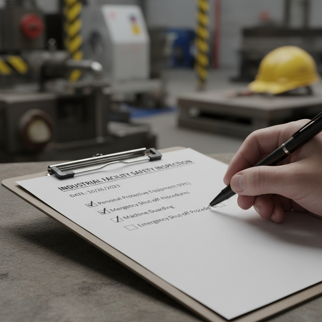 Safety Inspection Checklist - Close-up of a safety inspection checklist on a clipboard being checked off, ensuring all safety protocols are met